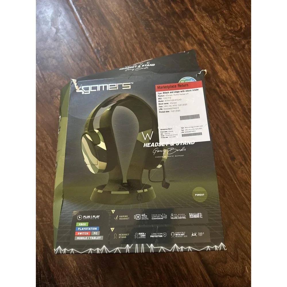 PC Accessory: Wired Headset - 4Gamers Panther Headset with Stand - Wave Forest: